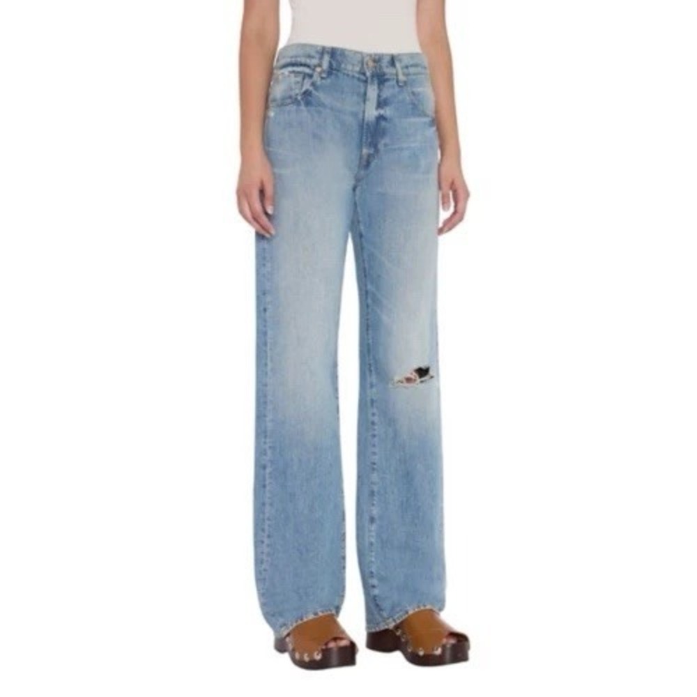 7 For All Mankind Tess Trouser Stretch Straight Jean Arizona Wash Sz 29 NEW $248
